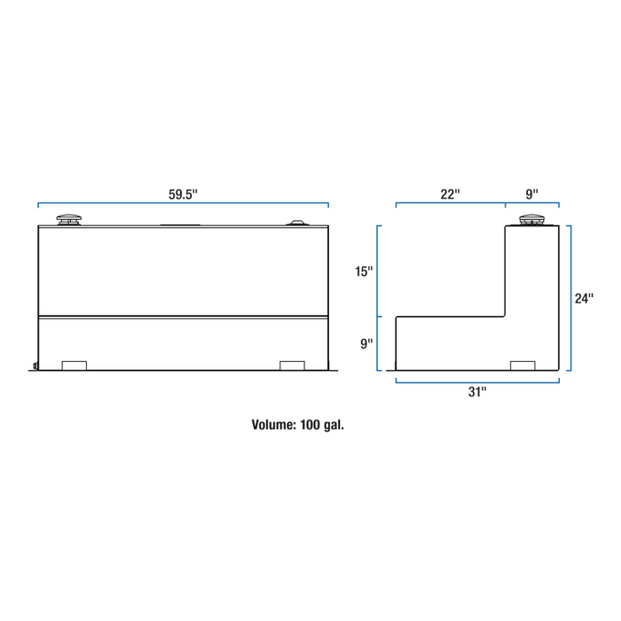 UWS Matte Black 100-Gallon L-Shape Steel Transfer Tank Model ST