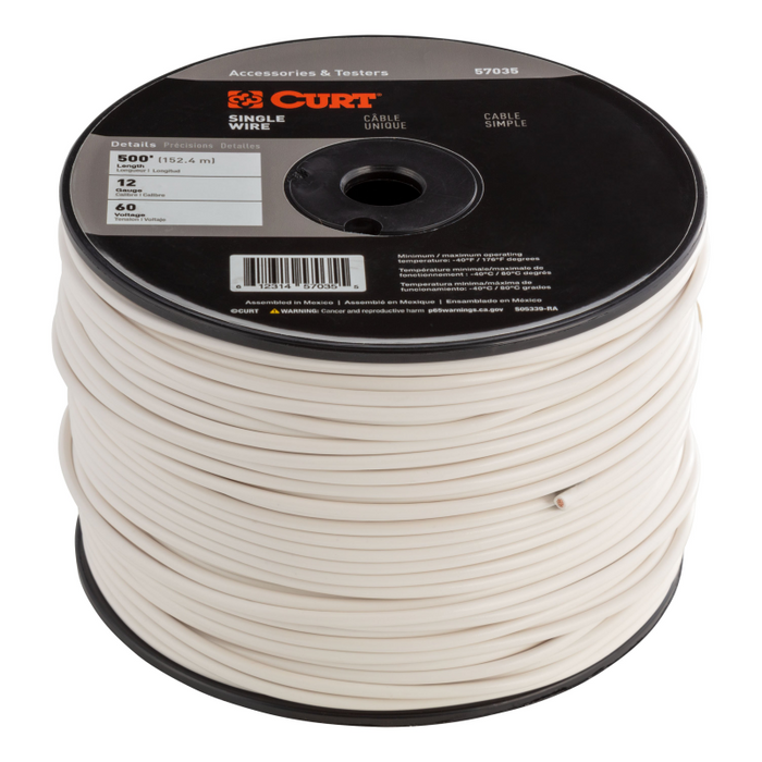 CURT Automotive Primary Wire, White 500' Spool Model 57035