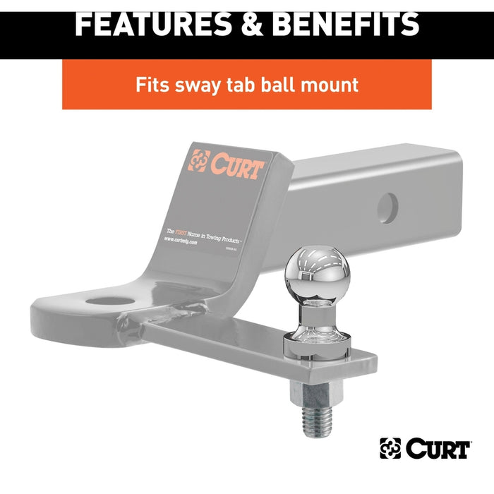 CURT Replacement Trailer Sway Control Ball, 1-1/4-Inch Diameter, 5/8 x 1-3/4-In Shank Model 40093