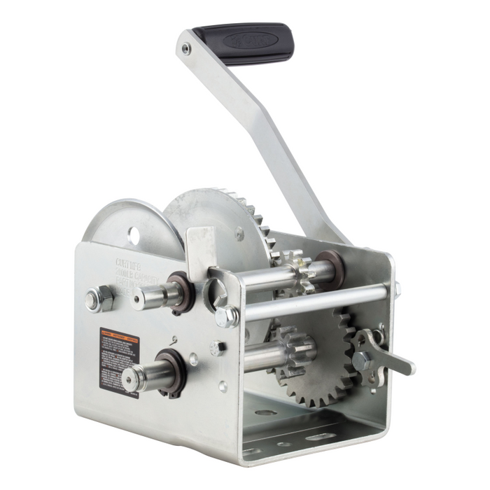 CURT Hand-Crank 2-Speed Winch, 2,000 lbs, 10.25:1 Low Gear Ratio, 10.6" Handle Model 29520