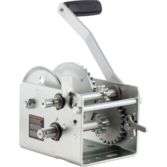 CURT Hand-Crank 2-Speed Winch, 2,000 lbs, 4.1:1 High, 10.25:1 Low Gear Ratio, 10.6" Handle Model 29520