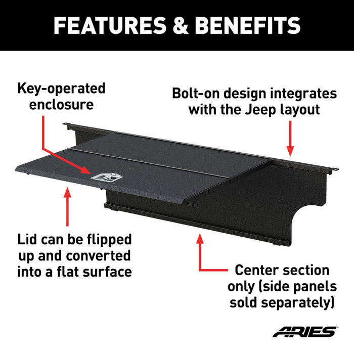 ARIES Jeep JK Unlimited Security Cargo Lid Center Section Model ALC25000-00