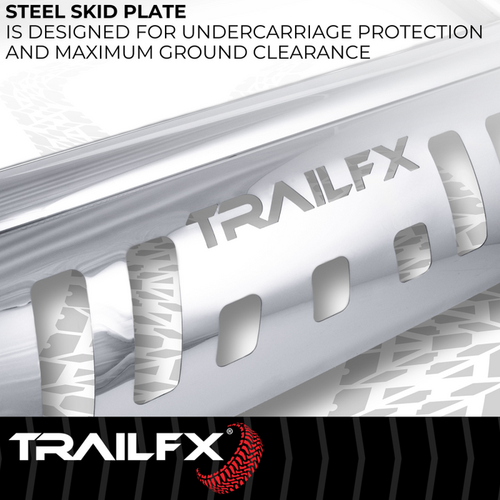 TrailFX 3" Round Bull Bar w/ Skid Plate w/ Light Option Polished Stainless Steel Model B0045S
