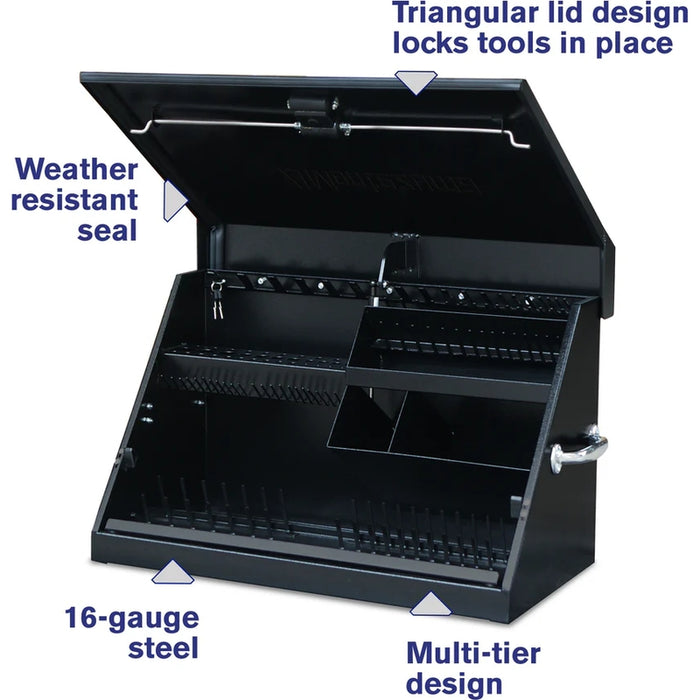 Montezuma 30 x 15 In. Steel Triangle® Toolbox Black Top Mount Truck Box ME300B