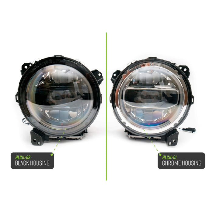DV8 Offroad 2020-2025 Jeep Gladiator JT Wrangler LED Headlights Model HLCJL-02