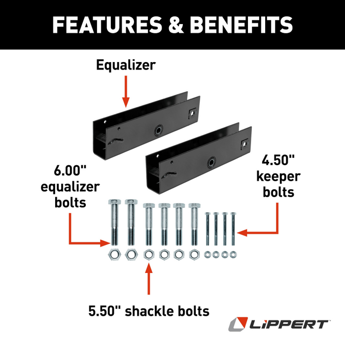 CURT Trailer Axle Attaching Parts (AP) Suspension Kit for 12,000 & 16,000-lb. Slipper Tandem Axles - 48-1/4" Model 302964