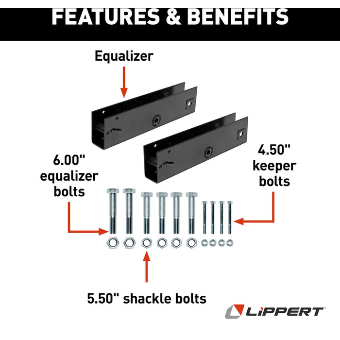 CURT Trailer Axle Attaching Parts (AP) Suspension Kit for 12,000 & 16,000-lb. Slipper Tandem Axles - 48-1/4" Model 302964