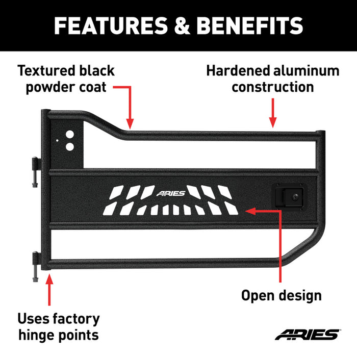 ARIES Jeep Wrangler JK Aluminum Front Tube Doors Model AR15009