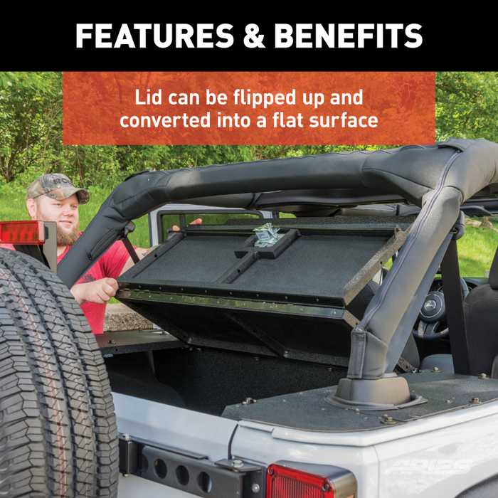ARIES Black Aluminum Security Cargo Lid, Fits Select Jeep JK Unlimited Model 2070475