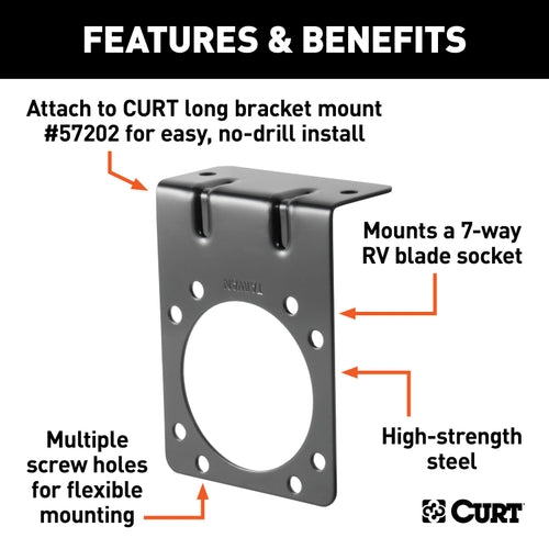 CURT Vehicle-Side Trailer Wiring Harness Mounting Bracket for 7-Way RV Blade Model 58290