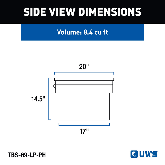 UWS 69" Truck Tool Box with Low Profile, Pull Handles Model TBS-69-LP-PH