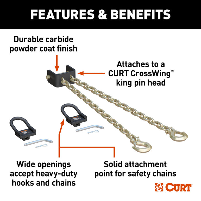 CURT CrossWing 5th Wheel Safety Chain Assembly with Rail Anchors Model 16612