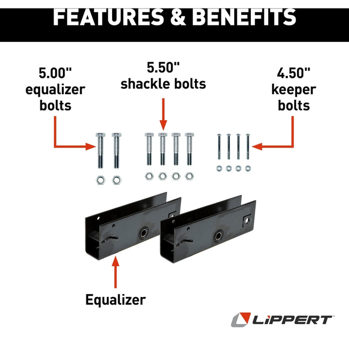 CURT Trailer Axle Attaching Parts (AP) Suspension Kit for 12,000 & 16,000-lb. Slipper Tandem Axles Model 302934