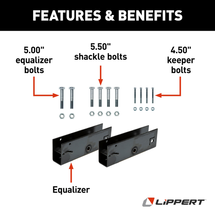 CURT Trailer Axle Attaching Parts (AP) Suspension Kit for 12,000 & 16,000-lb. Slipper Tandem Axles Model 302934