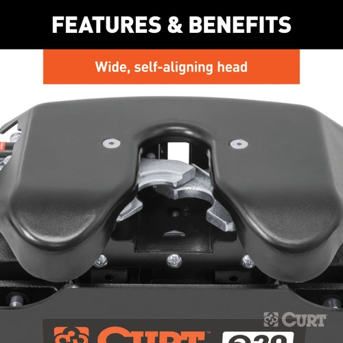 CURT Q20 5th Wheel Hitch, 20,000 lbs, Select Nissan Titan XD, 8-Foot Bed Puck System Model 16075