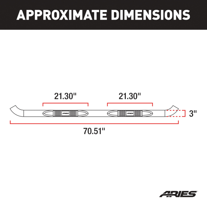 ARIES 3" Round Black Steel Side Bars, Fits Select Jeep Wrangler JL Unlimited Model 35701