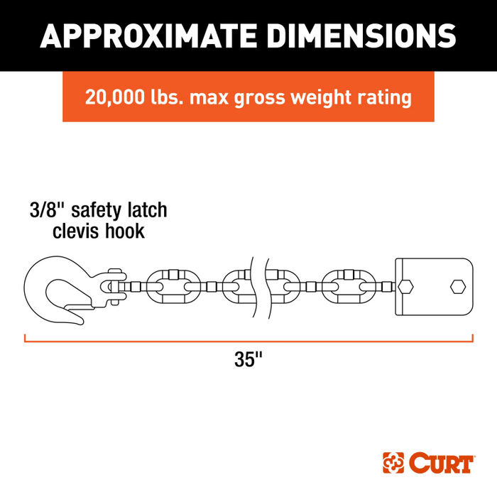 CURT CrossWing 5th Wheel Safety Chain Assembly Model 16613