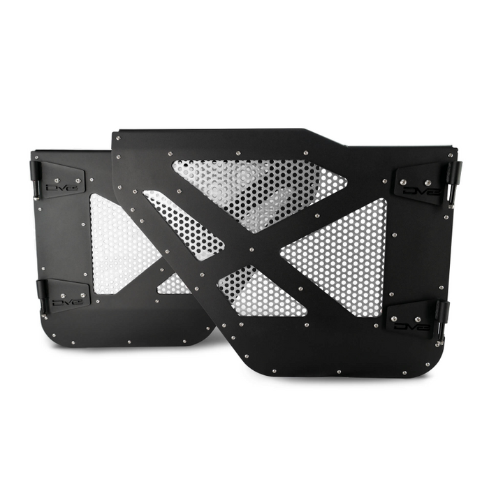 DV8 Offroad 2018-2025 Jeep Gladiator JT WranglerJLU Rear Half-Doors With Alum Mesh Model HDJL-01R
