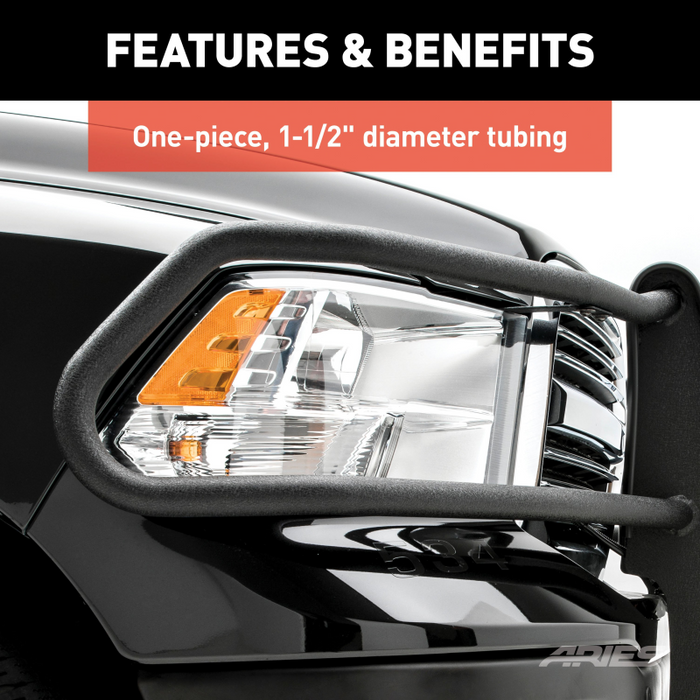 ARIES Pro Series Black Steel Grille Guard with Light Bar, Fits Select Jeep JL, Gladiator Model 2170032