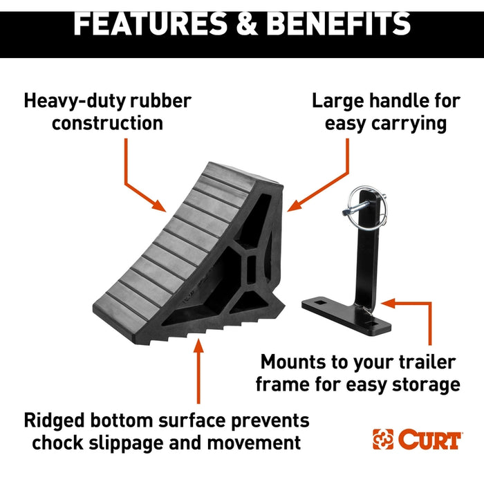 CURT HD Wheel Chock with Mounting Bracket Model 22803