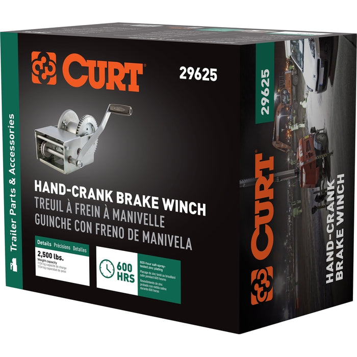 CURT Hand-Crank Brake Winch, 2,500 lbs, 15.8:1 Gear Ratio, 10.6" Handle Model 29625