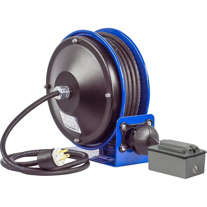 Coxreels PC10 Series Compact Spring Driven Cord Reel Duplex GFCI Light 16 GA x 30 ft. - Cord Included Model PC10-3016-F