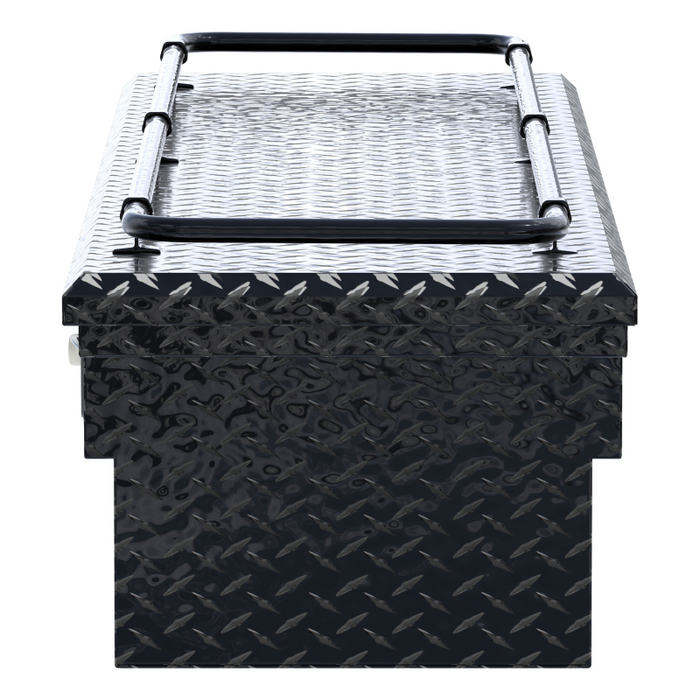 UWS 72" Gloss Black Aluminum Secure Lock Crossover Truck Tool Box, Low Profile, With Rail Model SL-72-LP-BLK-R