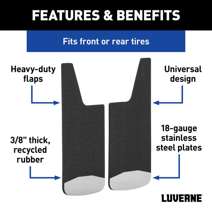Luverne Universal Front or Rear 12" x 23" Textured Rubber Mud Guards (2 Flaps) Model 251223