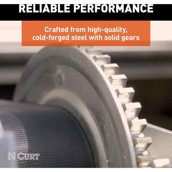 CURT Hand-Crank 2-Speed Winch, 3,200 lbs, 5.4:1 High, 17.5:1 Low Gear Ratio, 9.6" Handle Model 29532