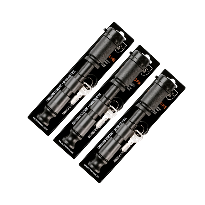 BulletProof Hitches Black Ops 5/8" Locking Pin, 3-Pack Keyed Alike Model BLACKBPLP3