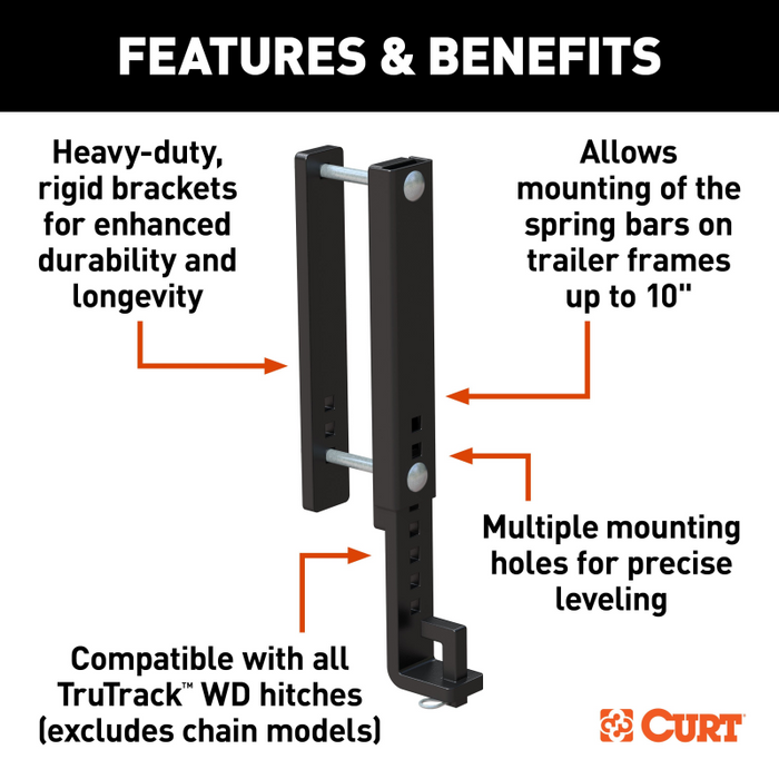 CURT TruTrack™ Heavy-Duty 10" Adjustable Support Brackets Model 17519
