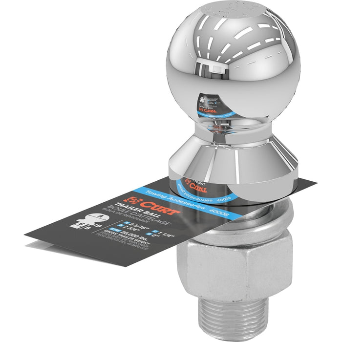CURT Chrome Trailer Hitch Ball, 20,000 lbs, 2-5/16-Inch Diameter, 1-1/4 x 2-3/4-Inch Shank Model 40008