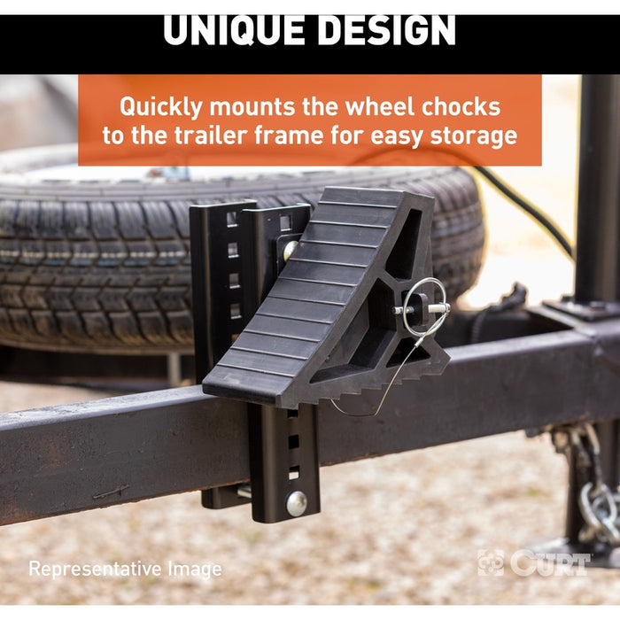 CURT HD Wheel Chock with Mounting Bracket Model 22803