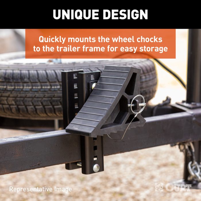 CURT HD Wheel Chock with Mounting Bracket Model 22803