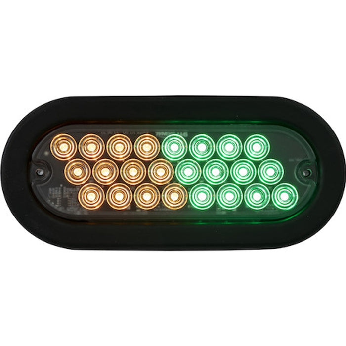 Buyers Products 6 Inch Oval Recessed LED Amber/Green Strobe Light With Quad Flash With Grommet Model SL70AG