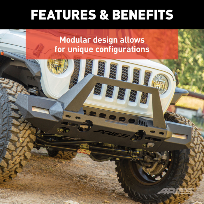 ARIES TrailChaser Jeep Wrangler JL, Gladiator Aluminum Front Bumper Center Section Model 2081004