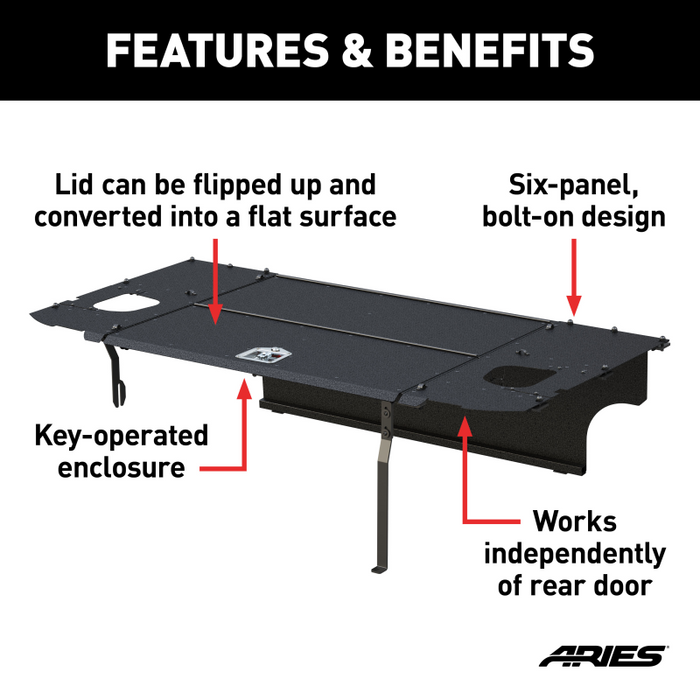 ARIES Black Aluminum Security Cargo Lid, Fits Select Jeep JK Unlimited Model 2070475