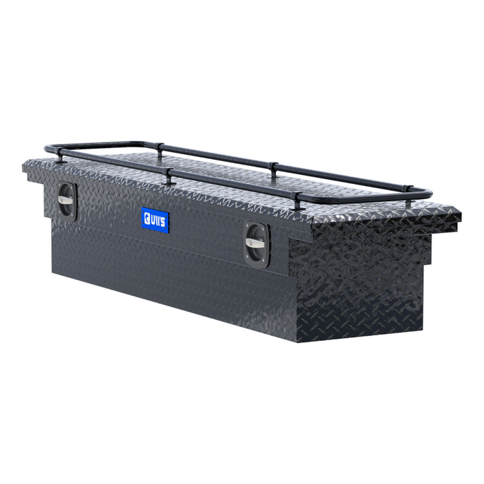UWS 72" Gloss Black Aluminum Secure Lock Crossover Truck Tool Box, Low Profile, With Rail Model SL-72-LP-BLK-R