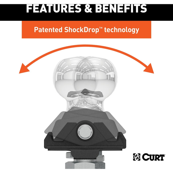 CURT RockerBall Cushion Hitch Trailer Ball 3,500 lbs, 2-Inch Diameter, 3/4-Inch Shank Model 40246