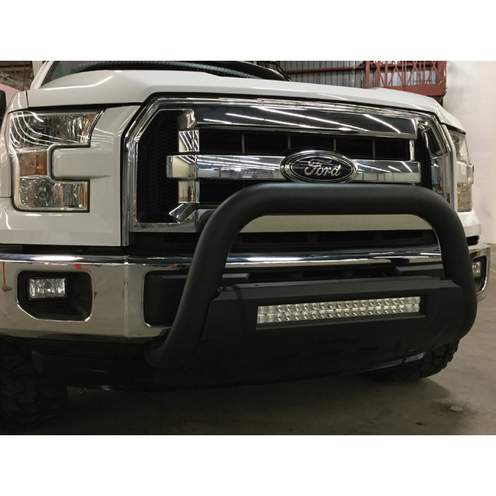 TrailFX 3.5" Oval Bull Bar w/ Skid Plate Powder Coated Black Steel w/ 20 Inch Double Row Light Bar Model B1604BKIT