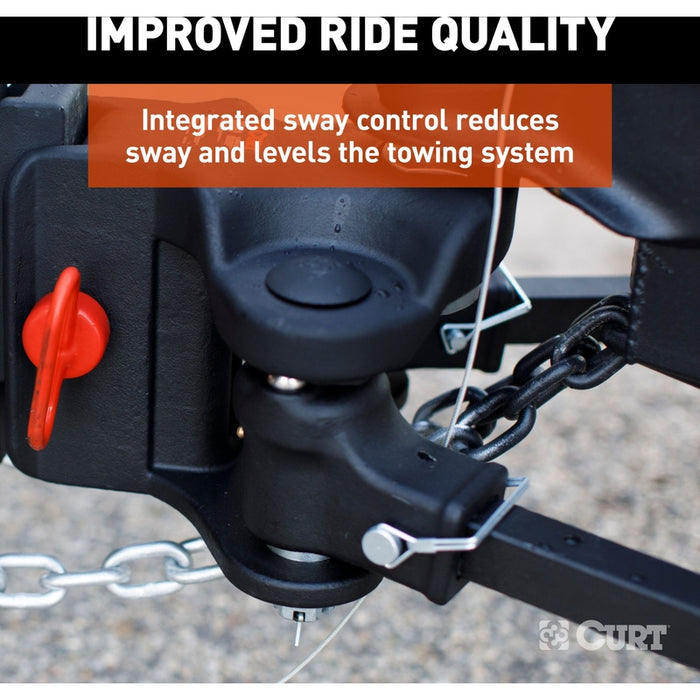CURT TruTrack 4P Trailer-Mounted Weight Distribution Hitch with Active Sway Control, Up to 10,000 GTW Model 17520
