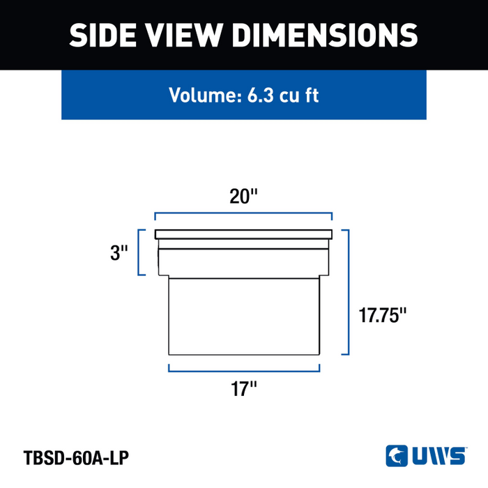 UWS 60" Deep Angled Truck Tool Box, Low Profile (LTL Shipping Only) Model TBSD-60A-LP