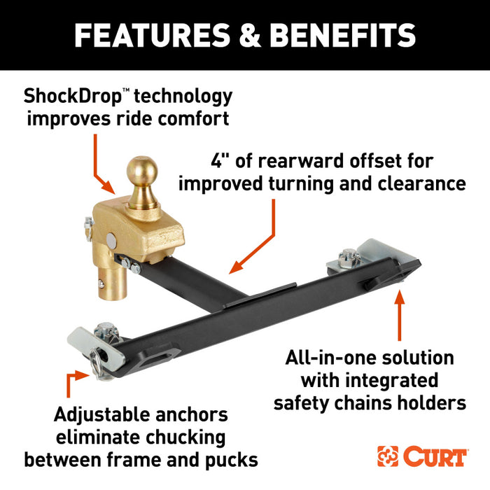 CURT RockerBall Multi-Fit OEM Puck System Gooseneck Ball with 4" Offset Model 60668
