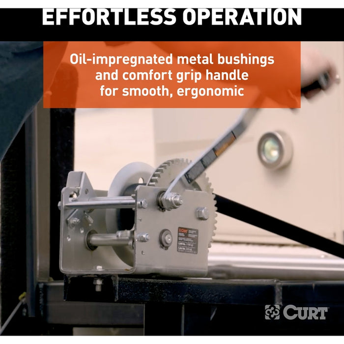 CURT Hand-Crank 2-Speed Winch, 2,000 lbs, 4.1:1 High, 10.25:1 Low Gear Ratio, 10.6" Handle Model 29520