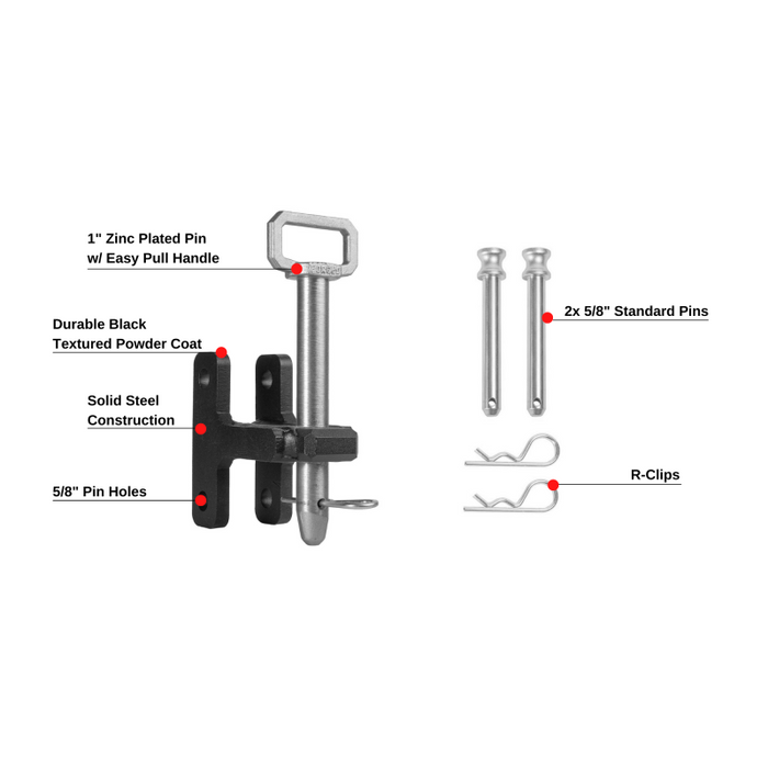 BulletProof Hitches Heavy Duty Single Tang Clevis with 1" Pin Model SINGLETANG