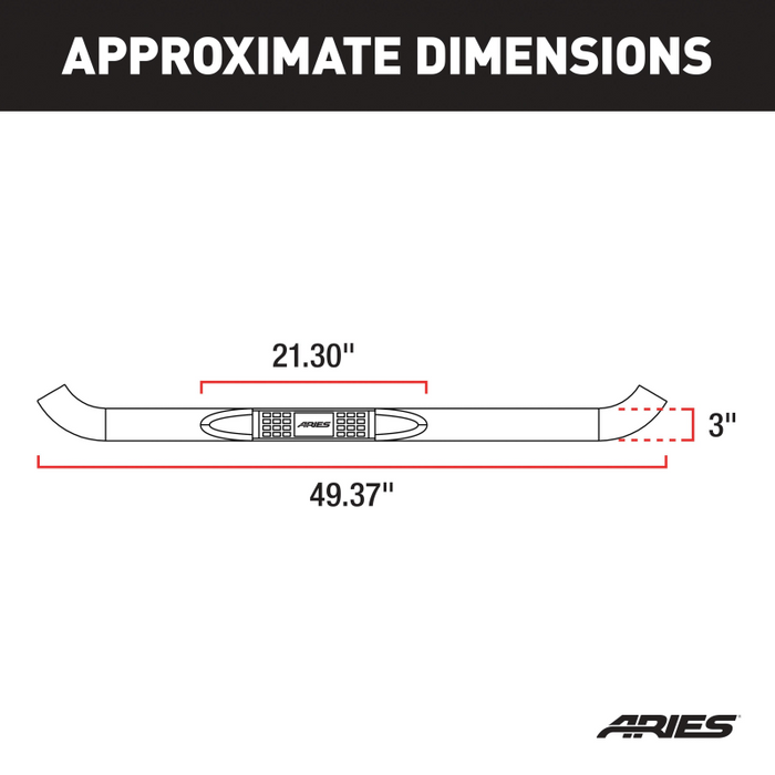 ARIES 3" Round Polished Stainless Step Nerf Bars Model 203007-2