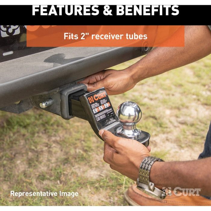 CURT Class 3 Trailer Hitch Ball Mount, Imported, Fits 2-Inch Receiver, 7,500 lbs, 1-Inch Hole, 6-Inch Drop Model 45870