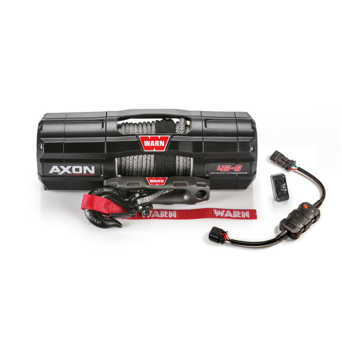 Warn AXON Plow Mode 45-S Powersports Winch 4500 Pull Capacity 50" Of 1/4 Spydura Synthetic Rope With Black Hook Model 110240