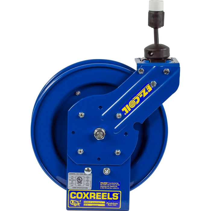 Coxreels EZ-PC Series Safety System Spring Driven Cord Reel 12 AWG x 50 ft. Single Receptacle SJO Cord - 600V 25 Amp - Cord Included Model EZ-PC13-5012-A
