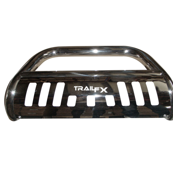 TrailFX 3" Round Bull Bar w/ Skid Plate w/ Light Option Polished Stainless Steel Model B0030S